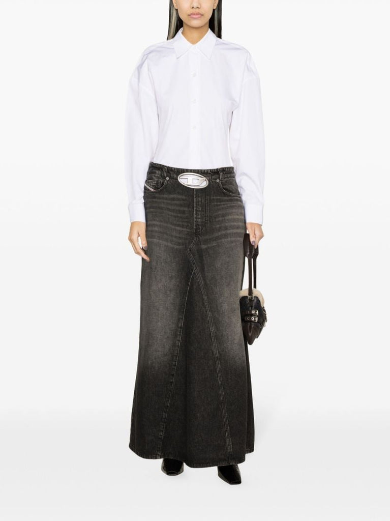 Black De-pago Denim Maxi Skirt