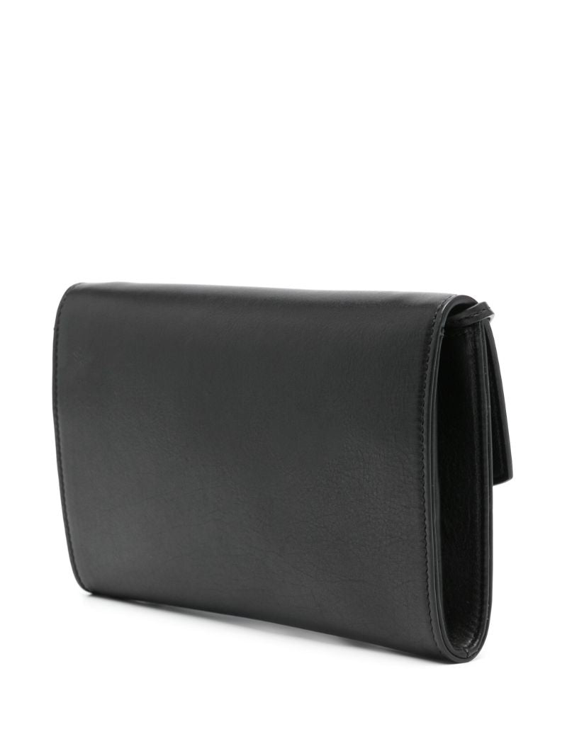 Black Envelope Leather Clutch Bag