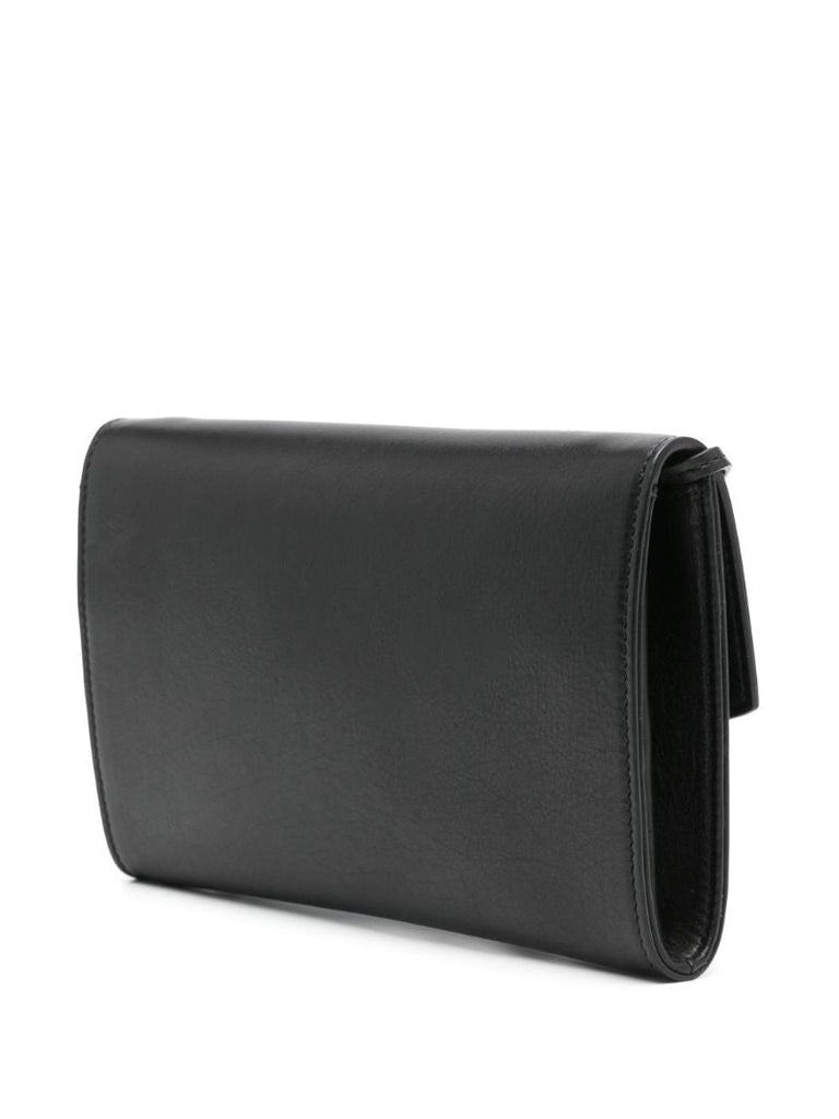 Black Envelope Leather Clutch Bag
