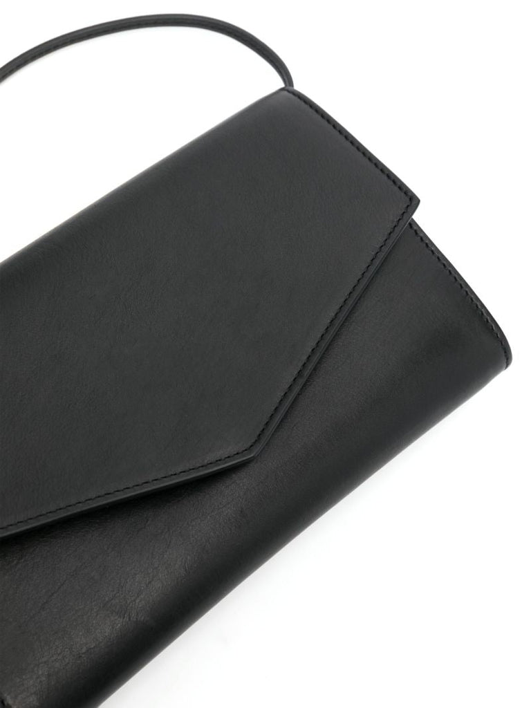 Black Envelope Leather Clutch Bag