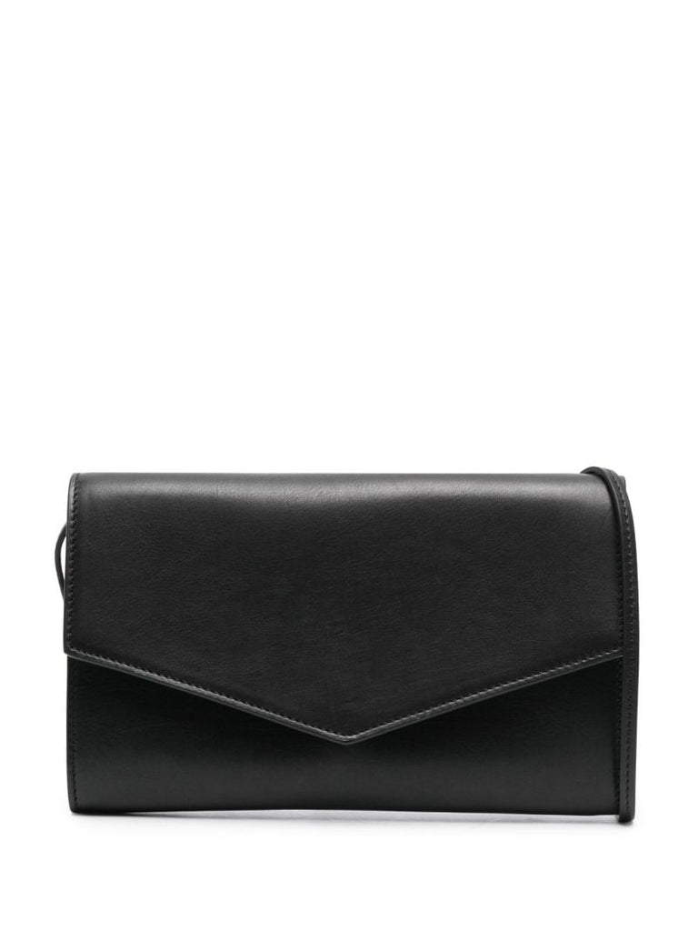 Black Envelope Leather Clutch Bag