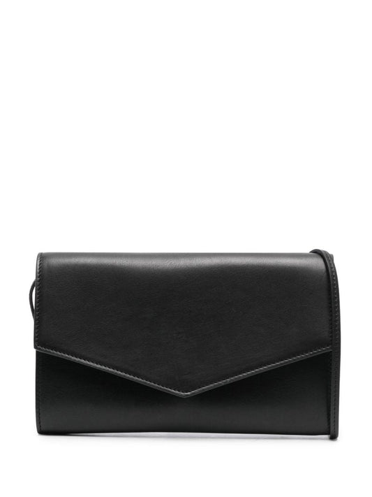 Black Envelope Leather Clutch Bag