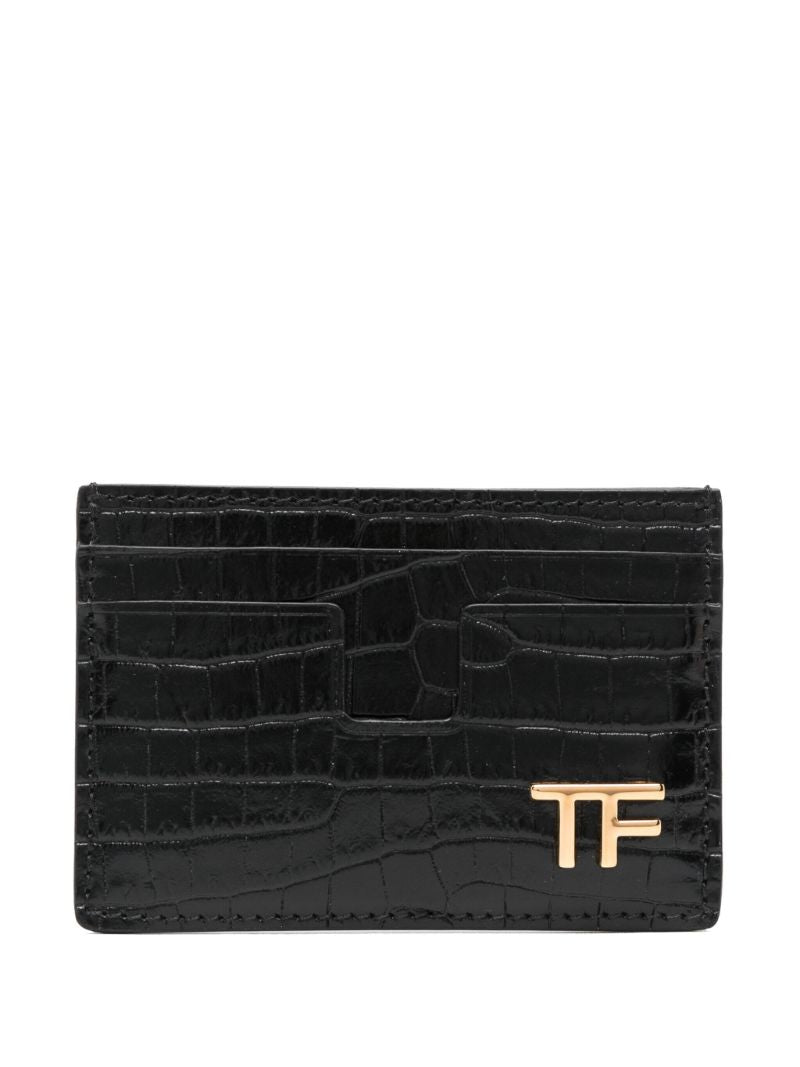 Black Croco-embossed Leather Card Holder