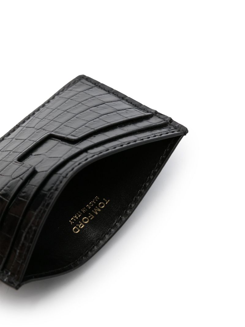 Black Croco-embossed Leather Card Holder