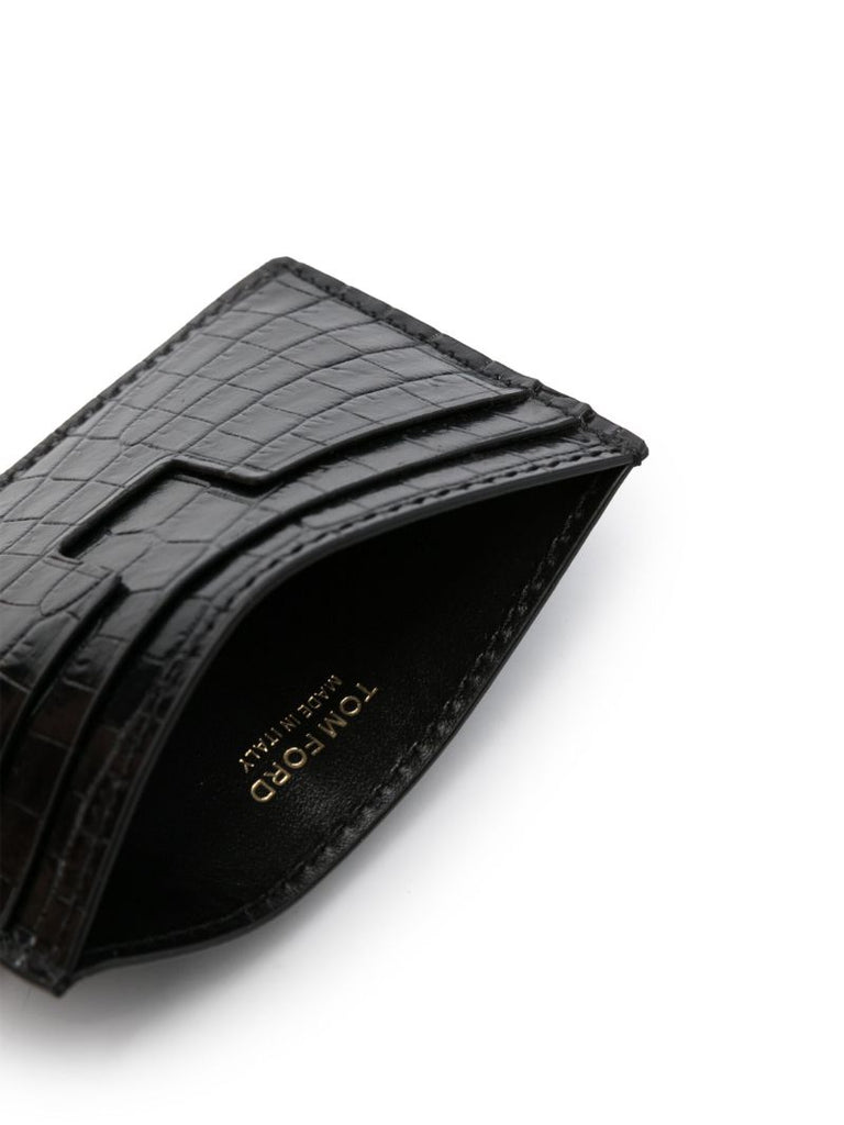 Black Croco-embossed Leather Card Holder