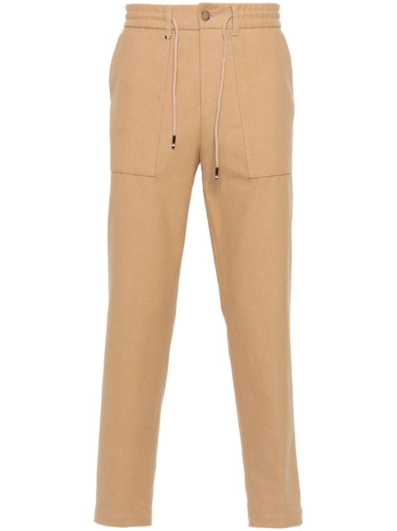Neutral Tapered-leg Drawstring Trousers