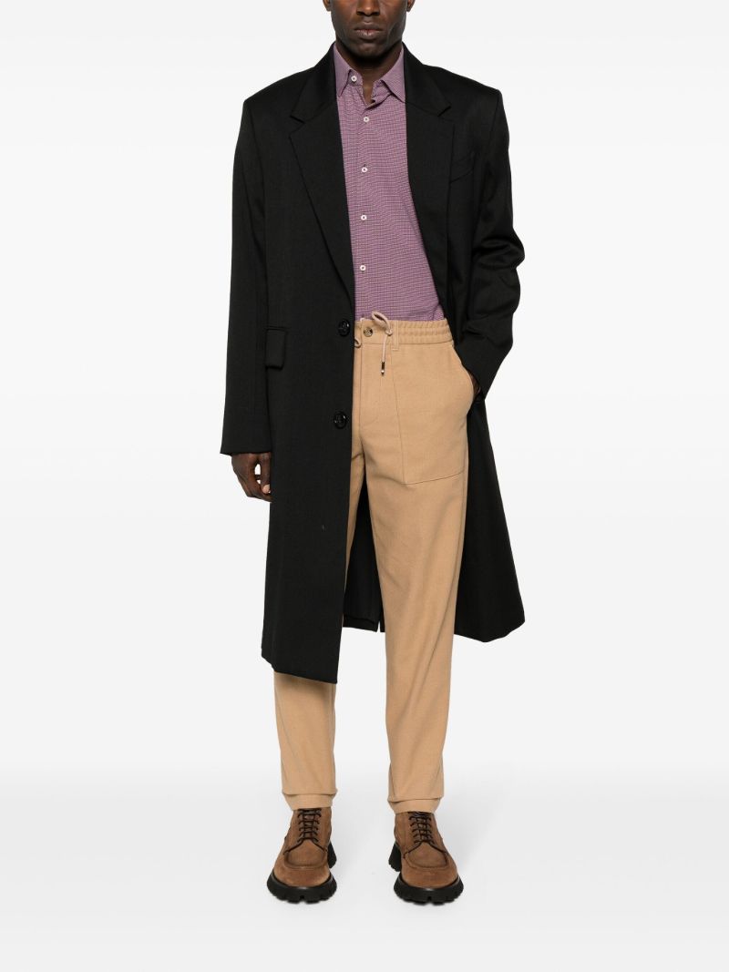 Neutral Tapered-leg Drawstring Trousers