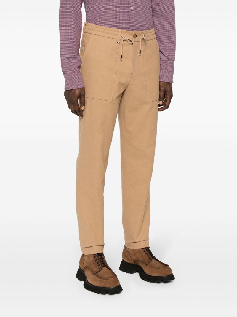 Neutral Tapered-leg Drawstring Trousers