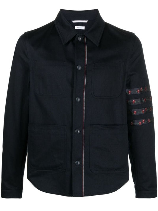 Blue 4-bar Cotton Shirt Jacket