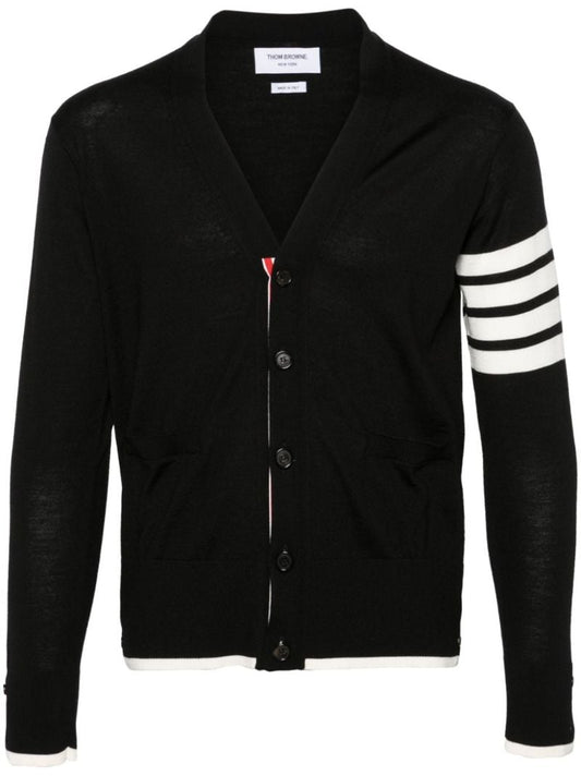 Black 4-bar Stripe Virgin Wool Cardigan