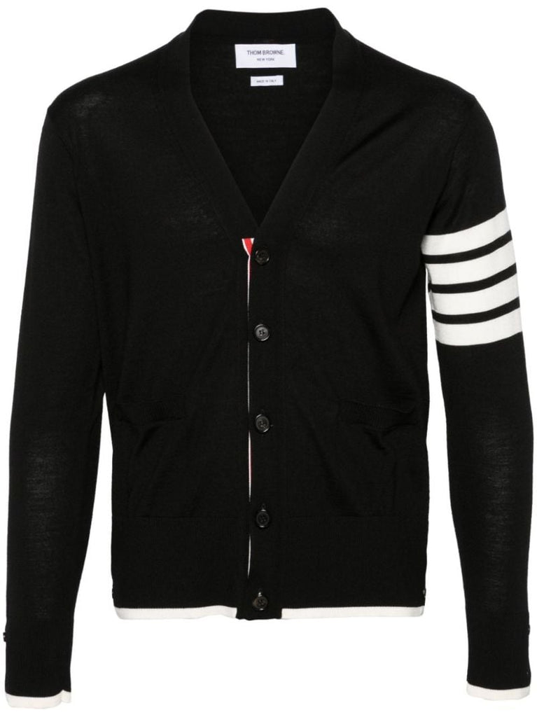 Black 4-bar Stripe Virgin Wool Cardigan
