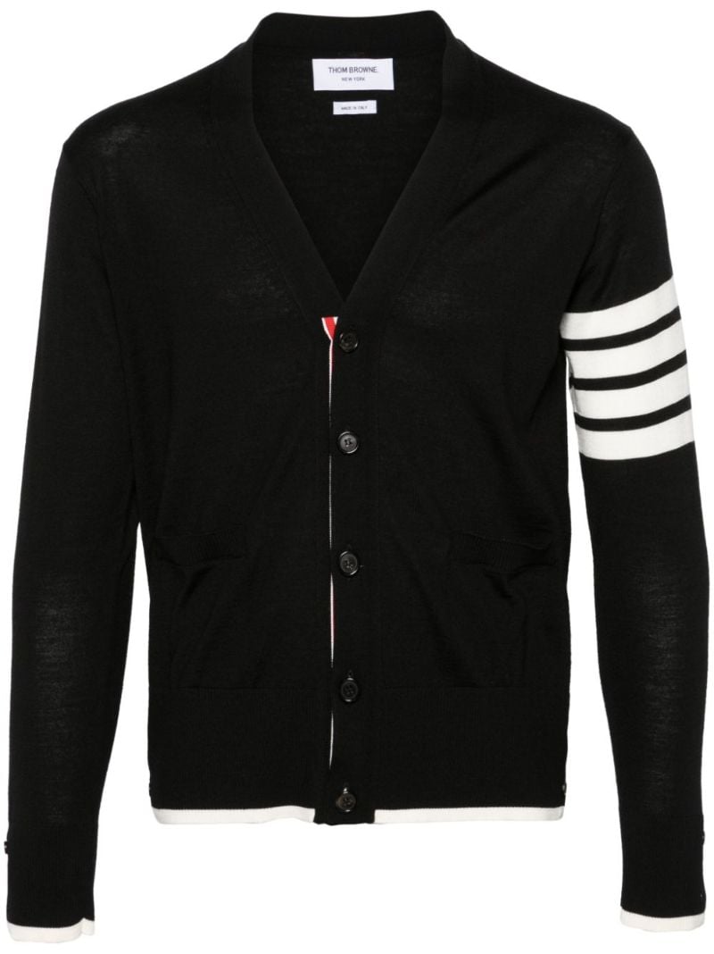 Black 4-bar Stripe Virgin Wool Cardigan