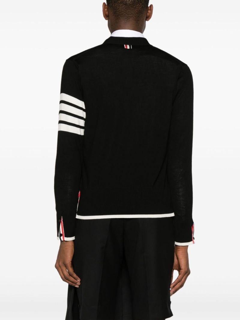 Black 4-bar Stripe Virgin Wool Cardigan