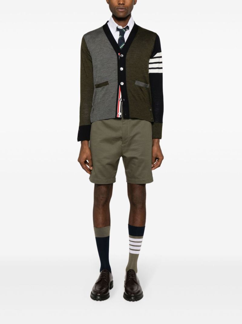 Grey 4-bar Stripe Virgin Wool Cardigan