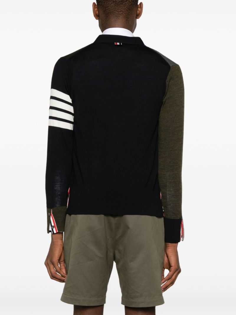Grey 4-bar Stripe Virgin Wool Cardigan