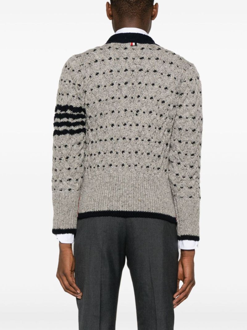 Grey 4-bar Stripe Wool Cardigan