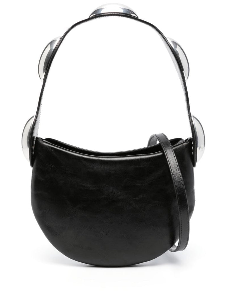 Black Dome Leather Shoulder Bag