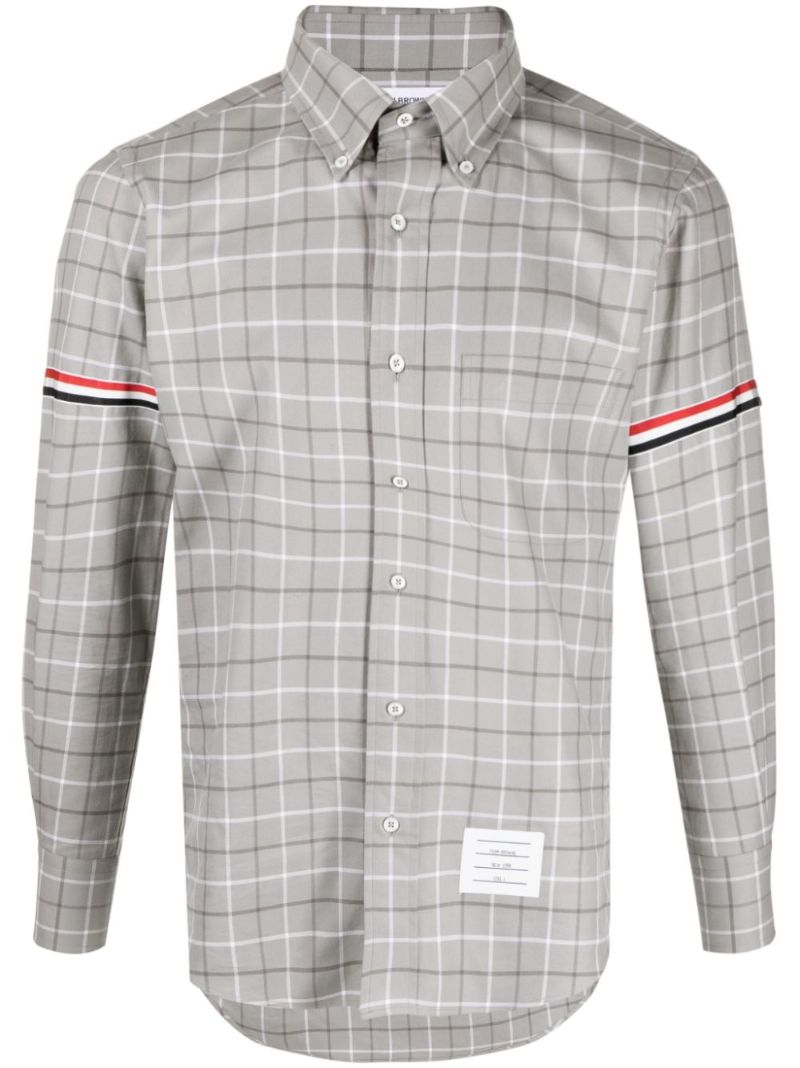 Grey Checked Armband Cotton Shirt
