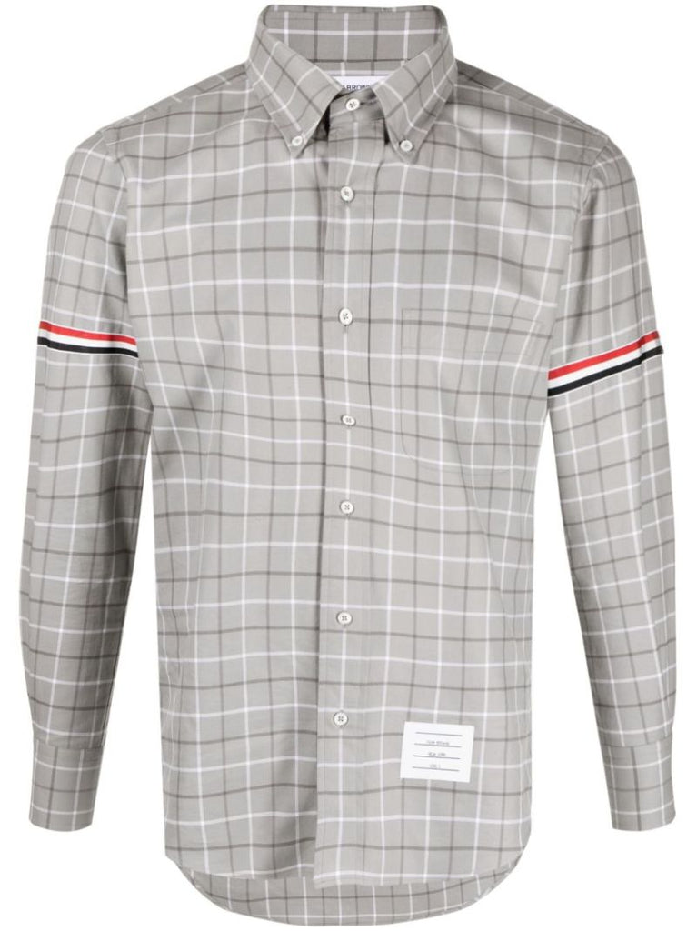 Grey Checked Armband Cotton Shirt