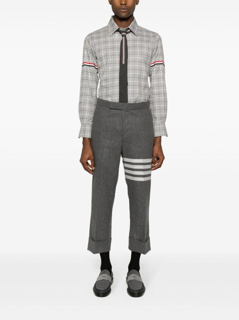 Grey Checked Armband Cotton Shirt