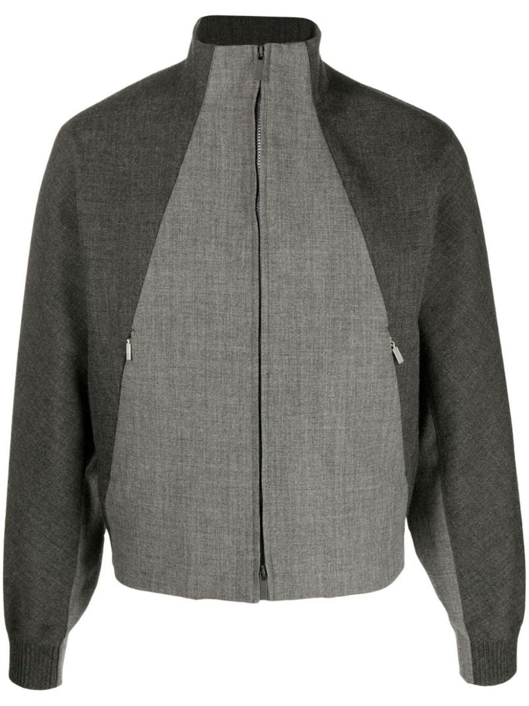Grey Virgin Wool Zip-up Jacket