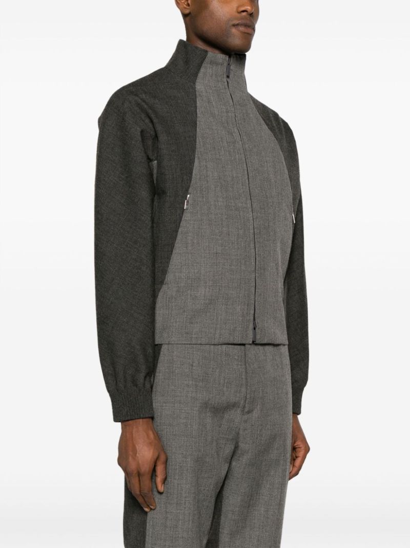 Grey Virgin Wool Zip-up Jacket