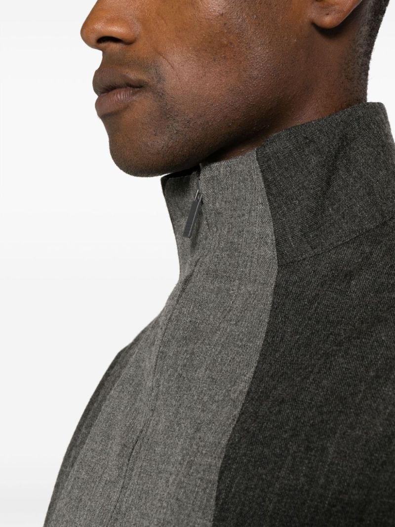 Grey Virgin Wool Zip-up Jacket