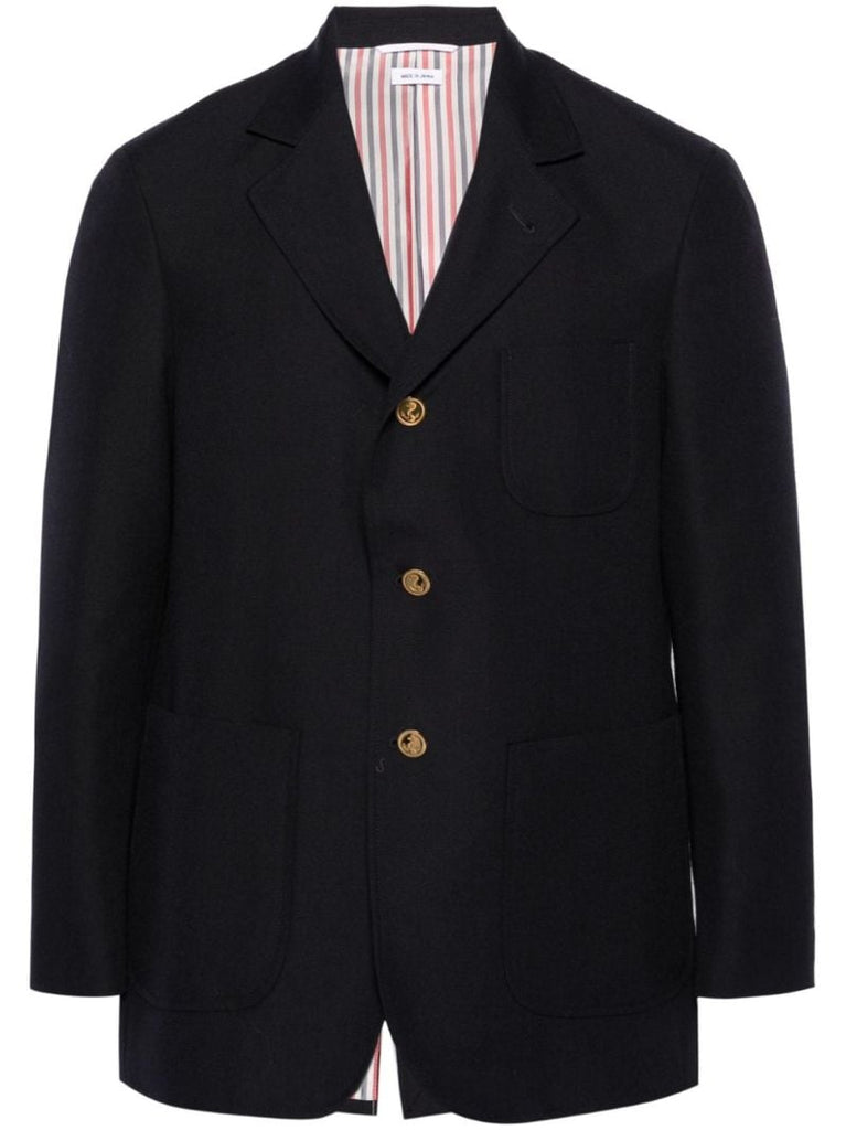 Blue Single-breasted Virgin Wool Blazer