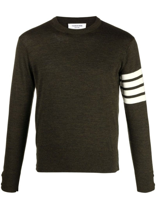 Green 4-bar Stripe Virgin Wool Sweater