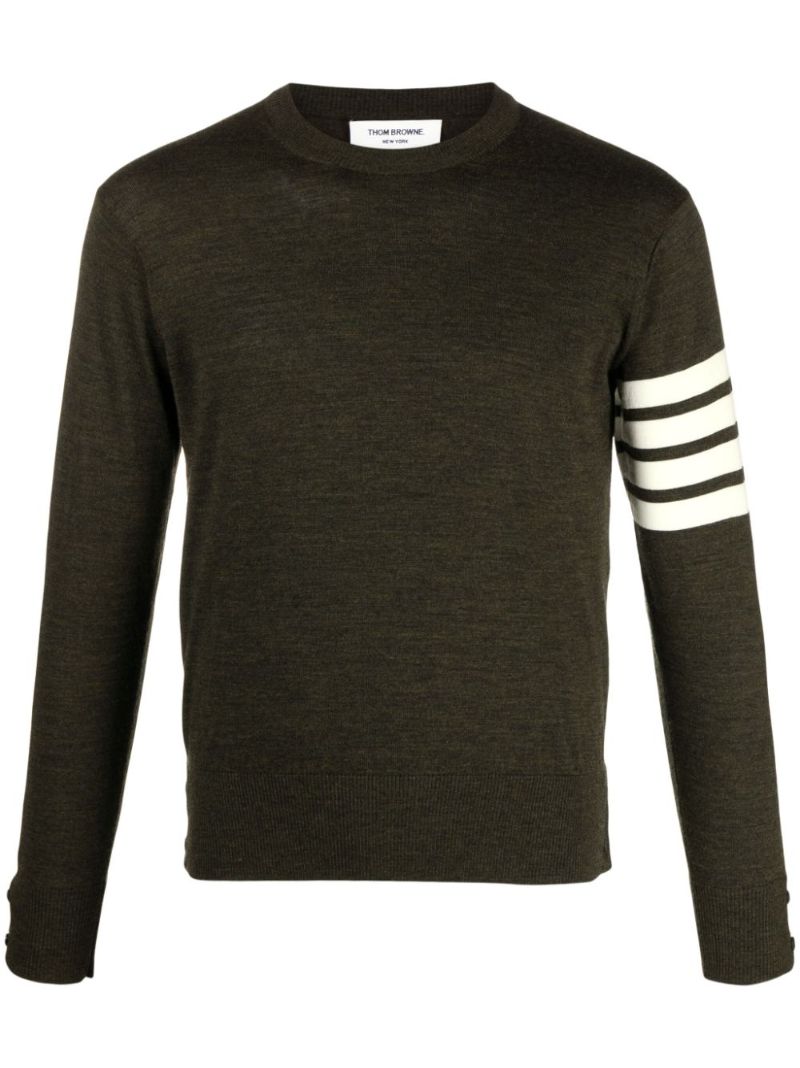 Green 4-bar Stripe Virgin Wool Sweater