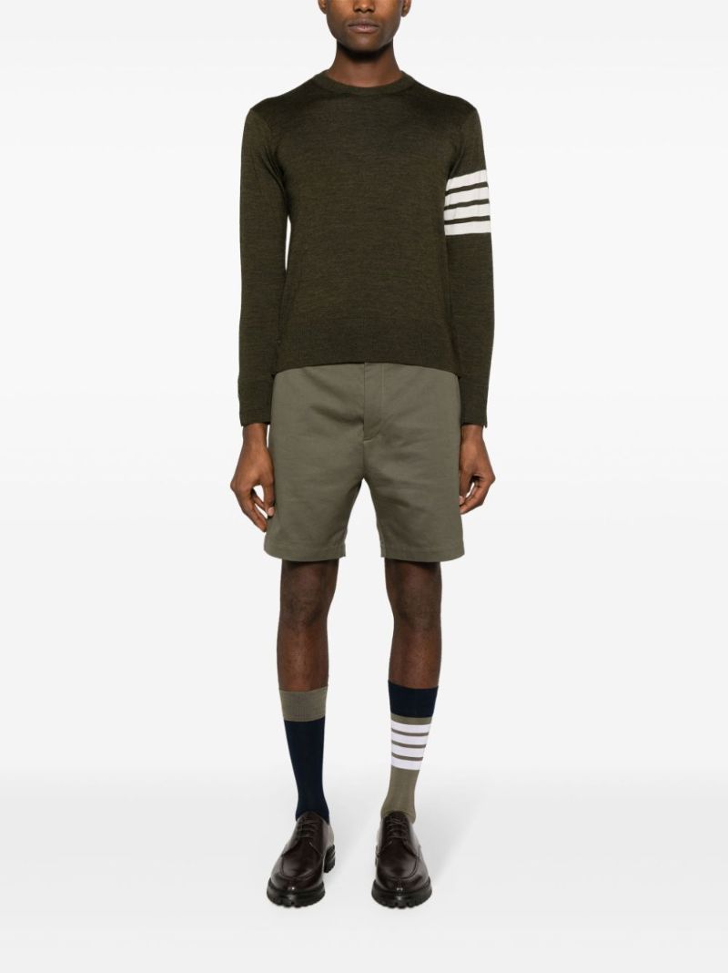 Green 4-bar Stripe Virgin Wool Sweater