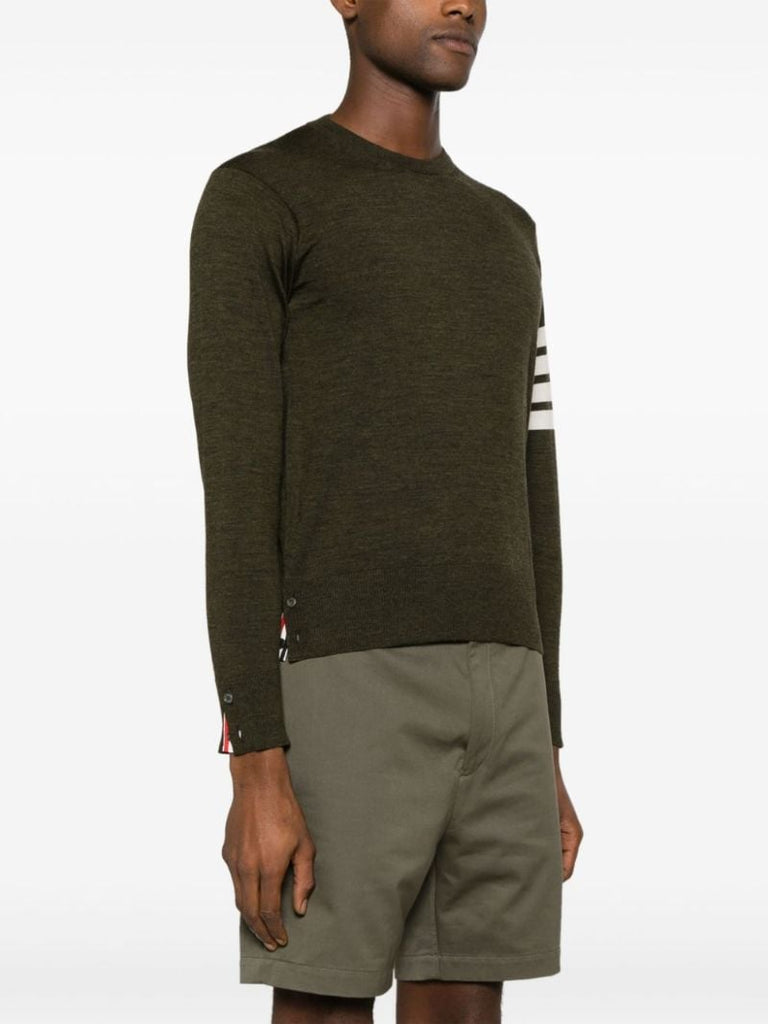 Green 4-bar Stripe Virgin Wool Sweater