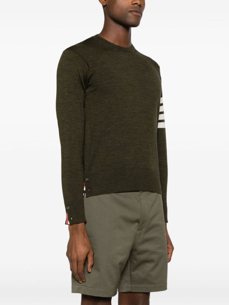 Green 4-bar Stripe Virgin Wool Sweater