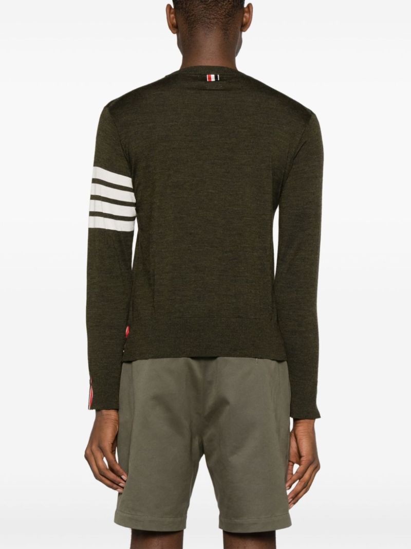 Green 4-bar Stripe Virgin Wool Sweater