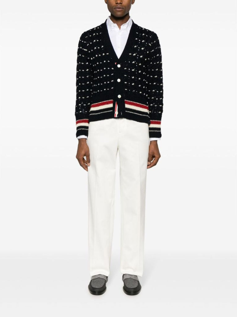 Blue Rwb Stripe Wool Cardigan