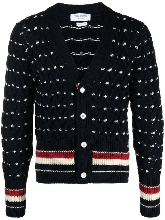 Blue Rwb Stripe Wool Cardigan