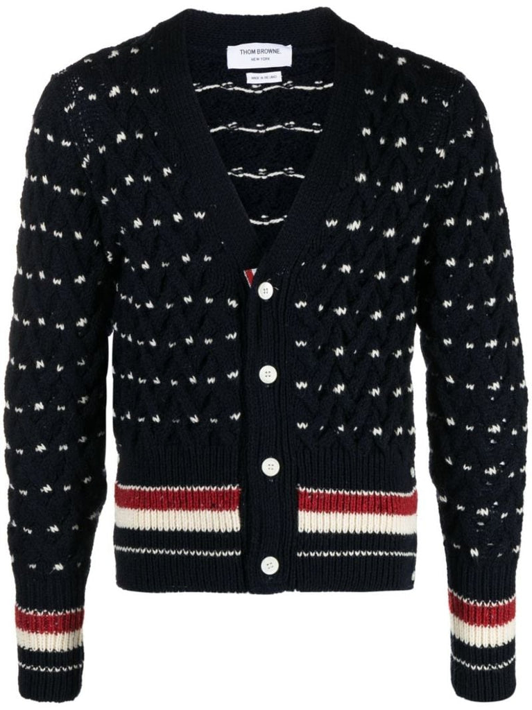 Blue Rwb Stripe Wool Cardigan