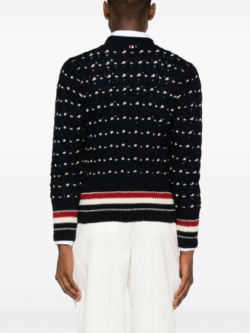 Blue Rwb Stripe Wool Cardigan
