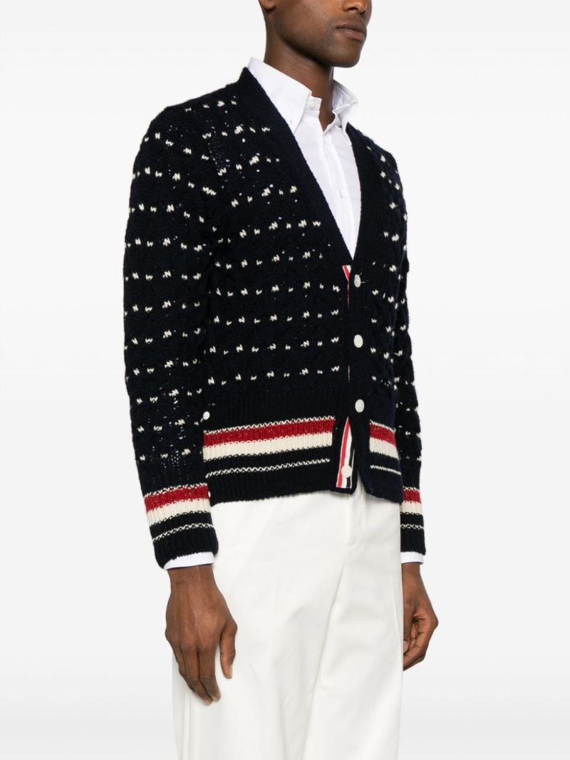 Blue Rwb Stripe Wool Cardigan