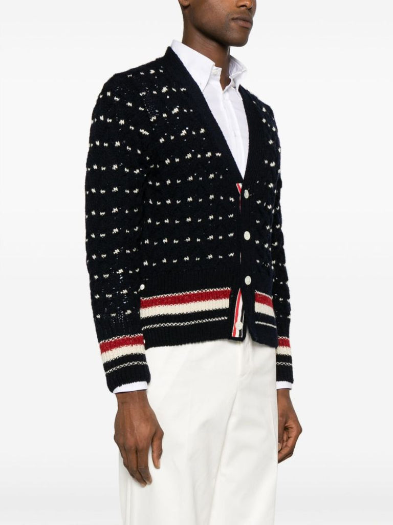 Blue Rwb Stripe Wool Cardigan