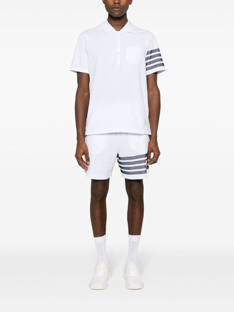 White 4-bar Cotton Polo Shirt