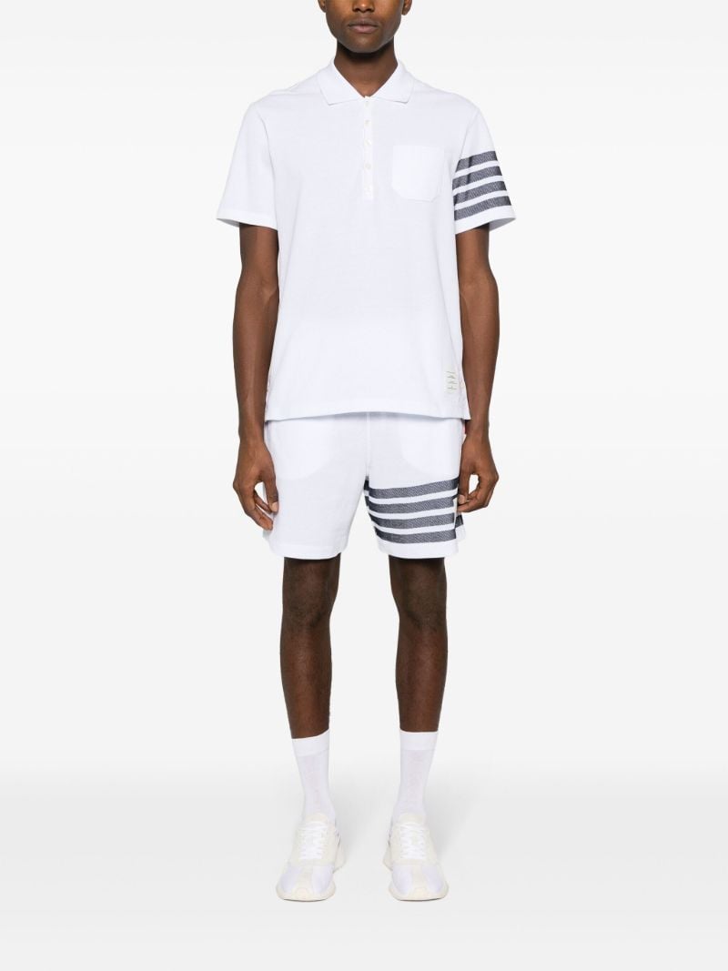 White 4-bar Cotton Polo Shirt