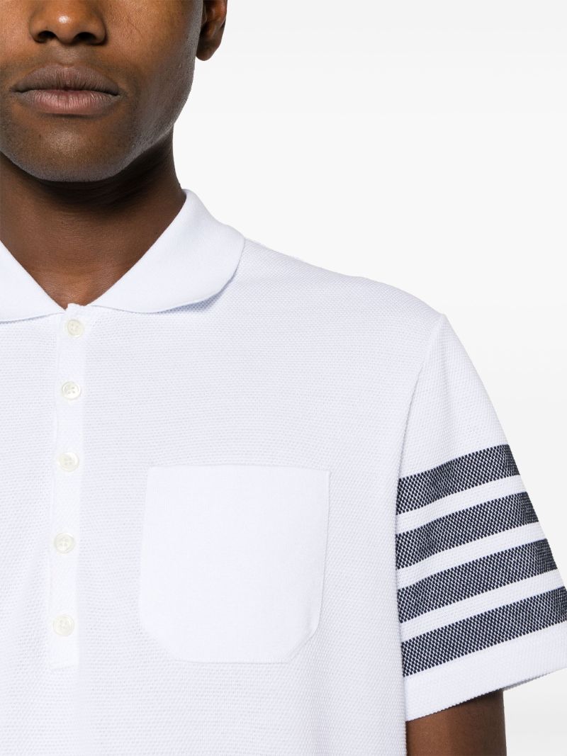White 4-bar Cotton Polo Shirt