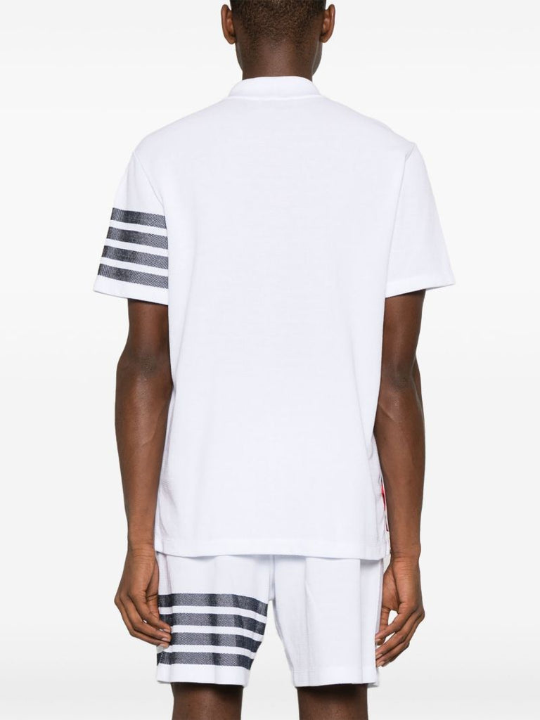 White 4-bar Cotton Polo Shirt