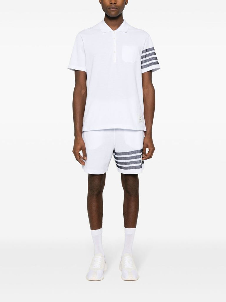 White 4-bar Cotton Track Shorts