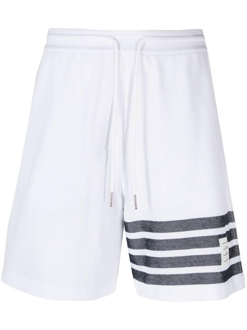 White 4-bar Cotton Track Shorts