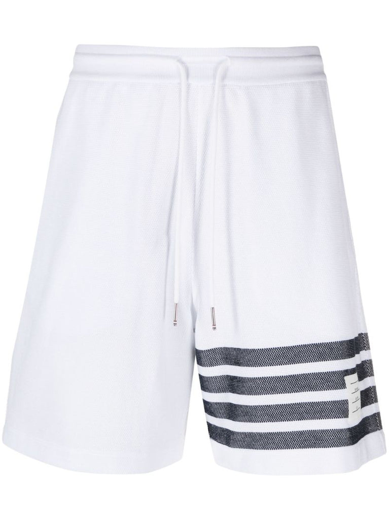 White 4-bar Cotton Track Shorts