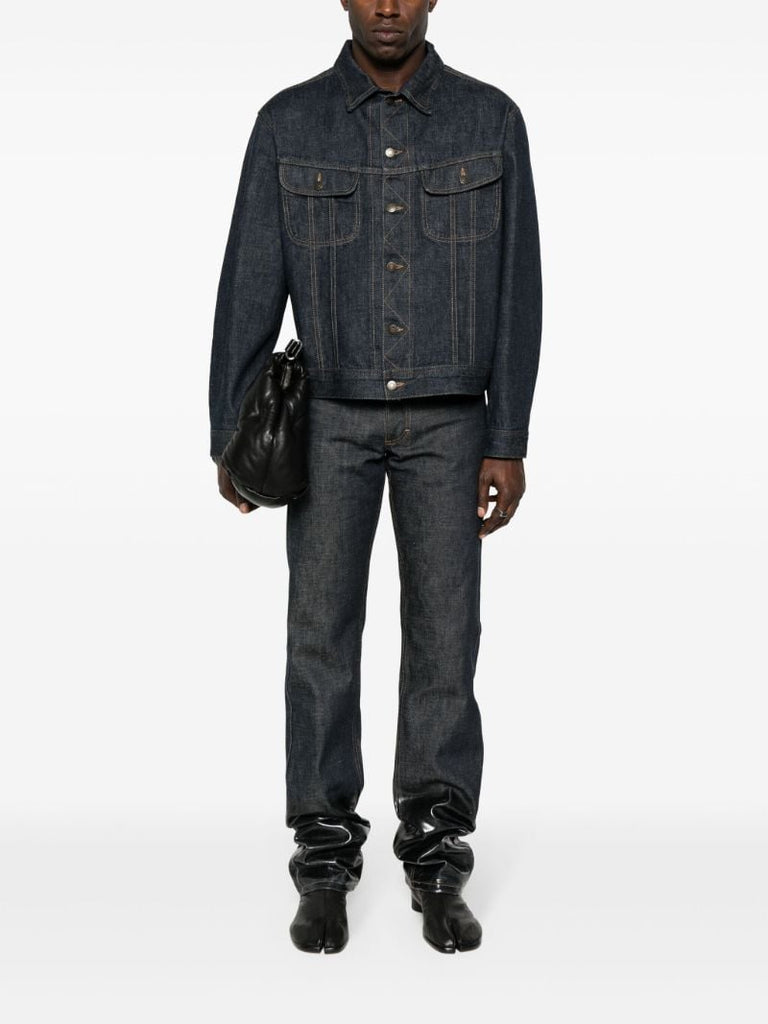 Blue Contrast-topstitching Denim Jacket