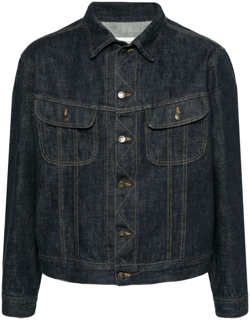 Blue Contrast-topstitching Denim Jacket