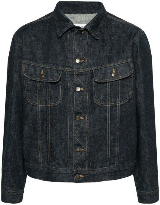 Blue Contrast-topstitching Denim Jacket